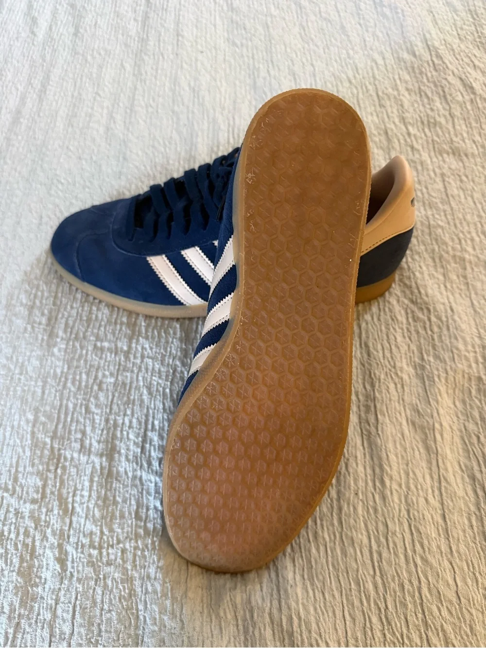 adidas Men’s Navy Suede Sneakers with Cream Accents